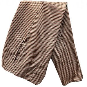 Tan & Red Houndstooth Skinny Pants with Zipper & Pockets